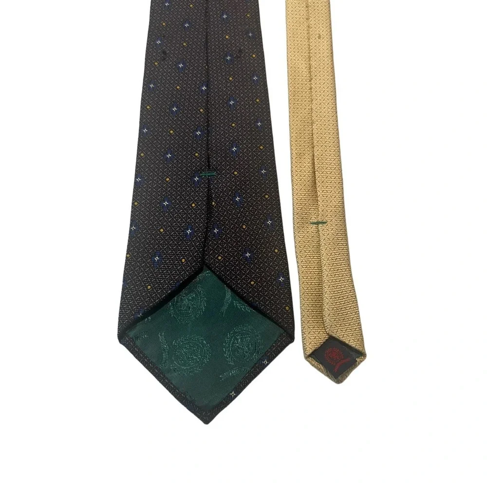 Vintage Tommy Hilfiger 100% Silk Mens Necktie 2 tone Charcoal /Gold 60 in USA‎